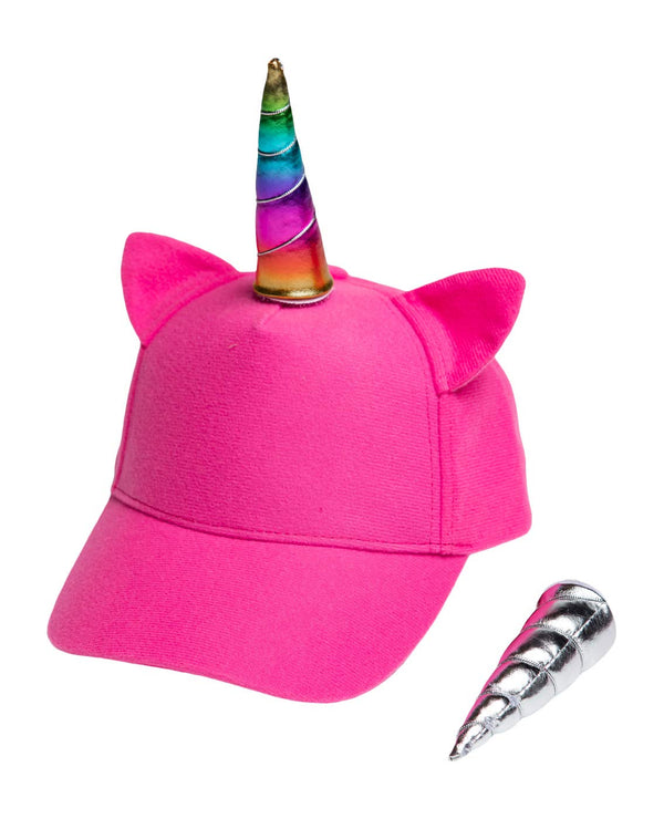 Unicorn Hat for Girls - Pink Girl Hats with Rainbow Unicorn Horn & Silver Horn