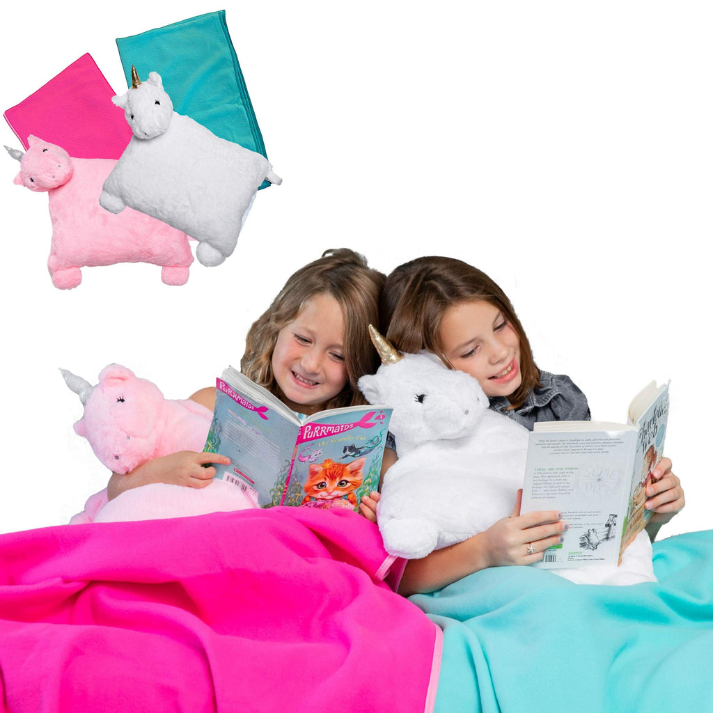 Unicorn Pillow - Kids Travel Pillow and Fleece Blanket Set